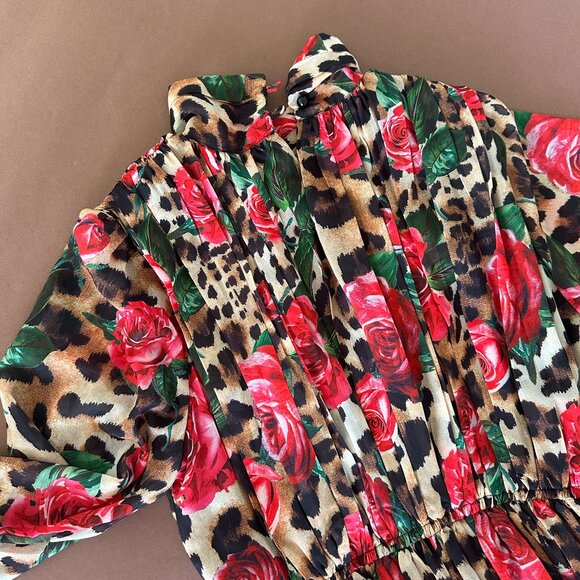 Unique Tiger & Roses Print Maxi Dress - Size S & Tall - Picture 8 of 11